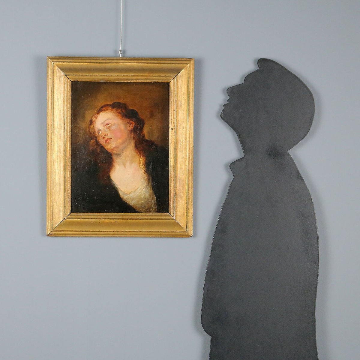 Tableau Ancien Portrait de Marie Magdalene Huile sur Panneau XVIIIe Siècle-photo-2