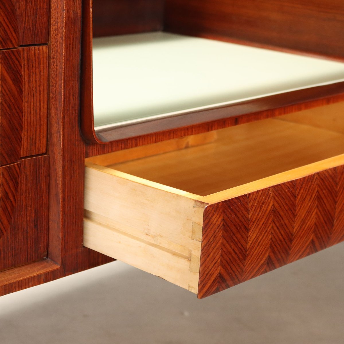 Vintage Chest Of Drawers Exotic Wood Enamelled Glass Design 1950s-60s-photo-3