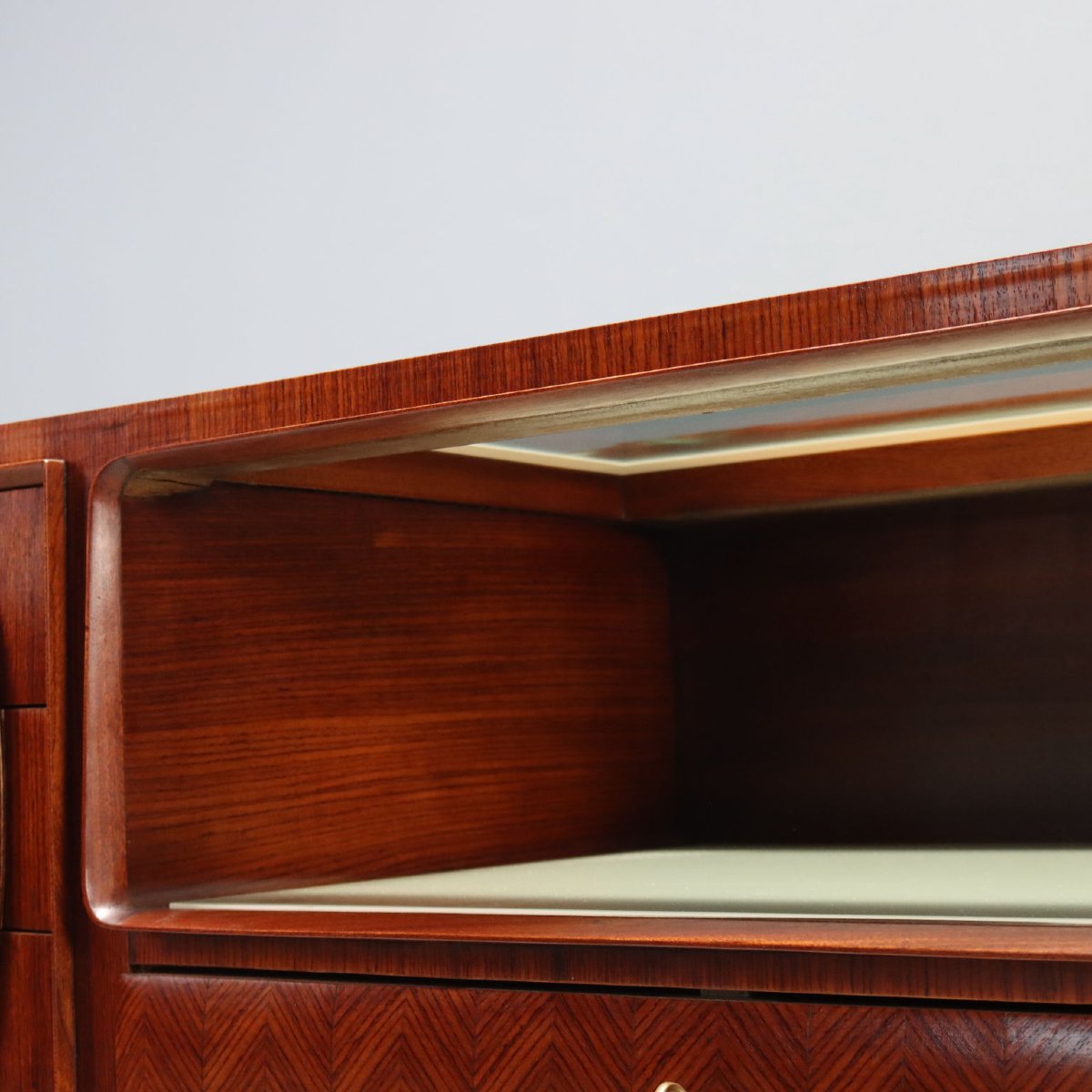 Vintage Chest Of Drawers Exotic Wood Enamelled Glass Design 1950s-60s-photo-4