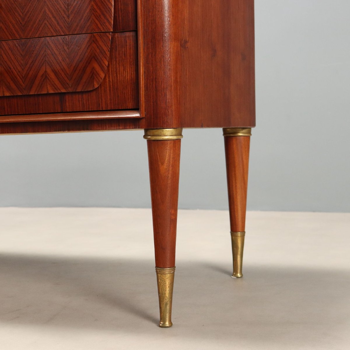 Vintage Chest Of Drawers Exotic Wood Enamelled Glass Design 1950s-60s-photo-6