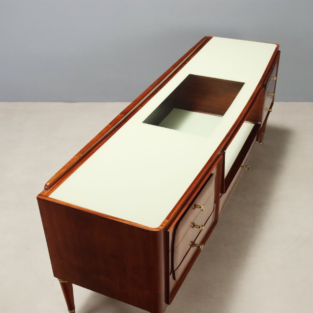 Vintage Chest Of Drawers Exotic Wood Enamelled Glass Design 1950s-60s-photo-7