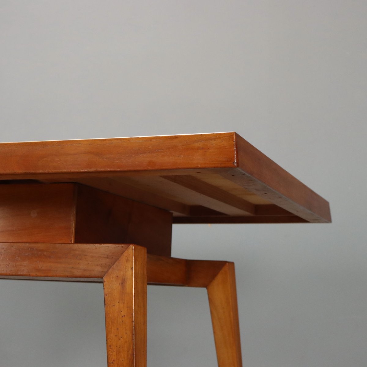 Vintage Table Oak Laminate Design Italy 1960s Original-photo-4