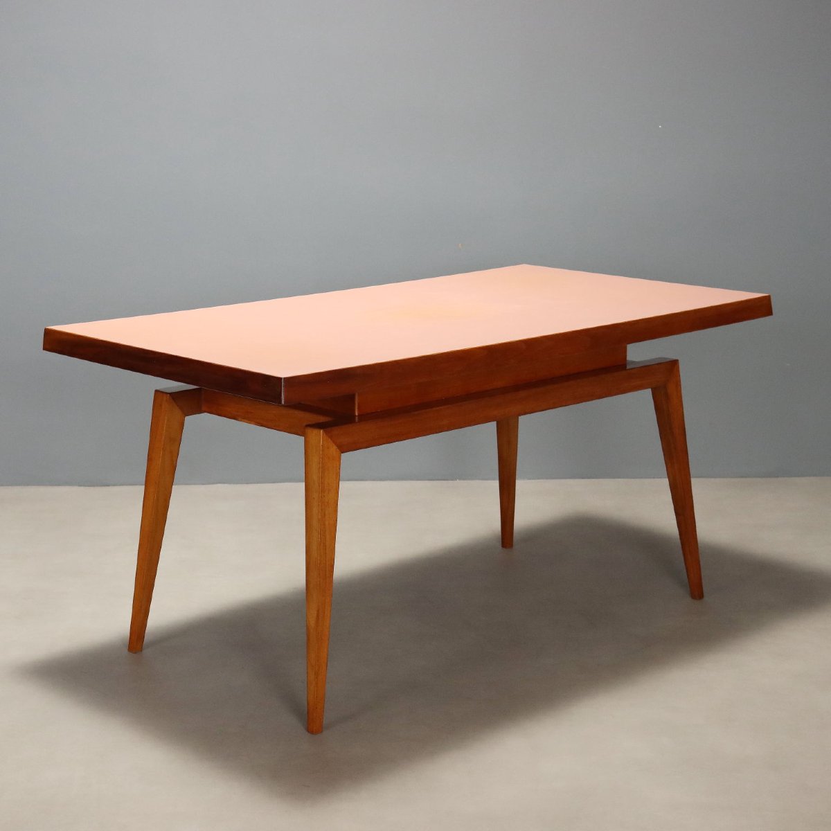 Vintage Table Oak Laminate Design Italy 1960s Original