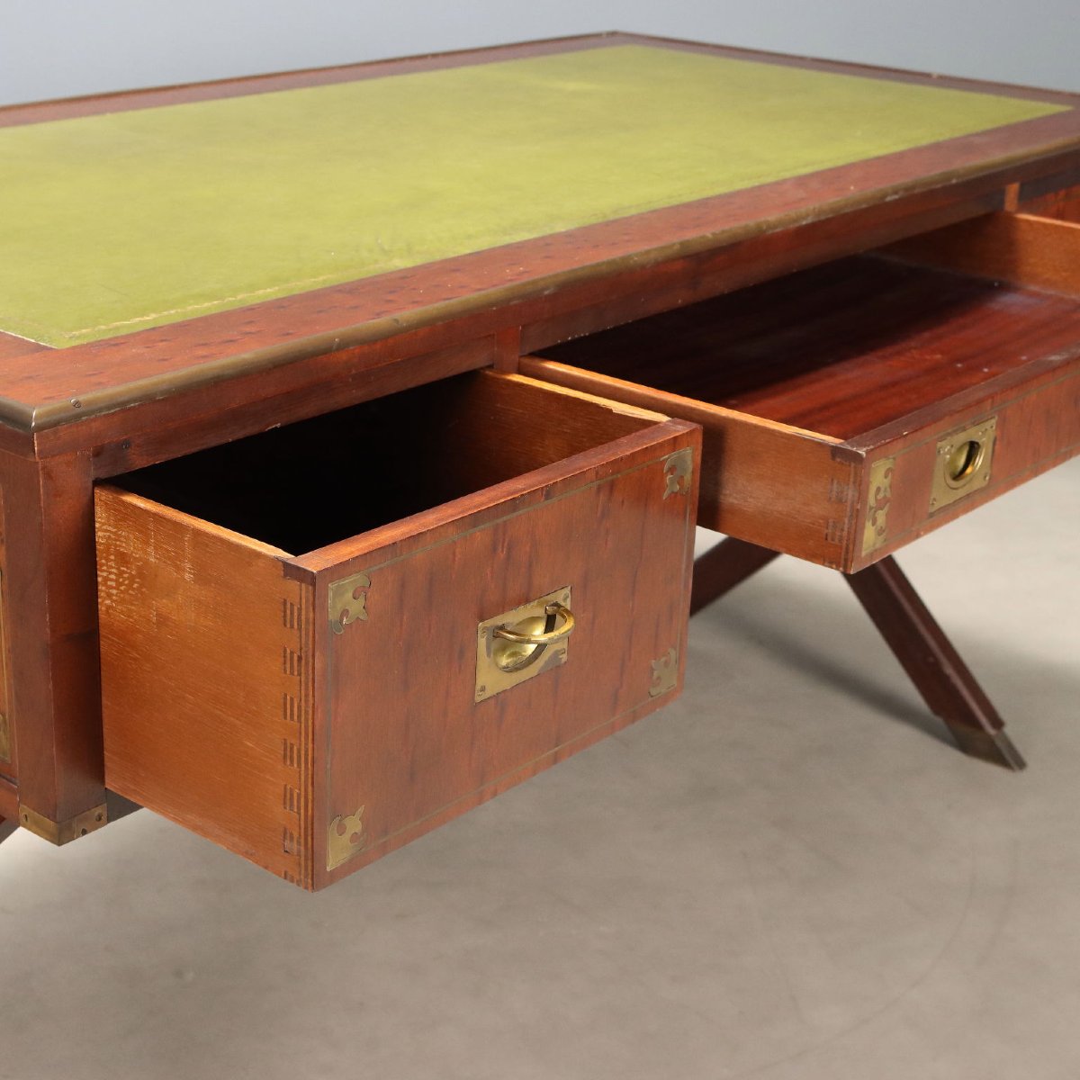 English Navy-style Mahogany Writing Desk, England, Mid-20th Century-photo-1