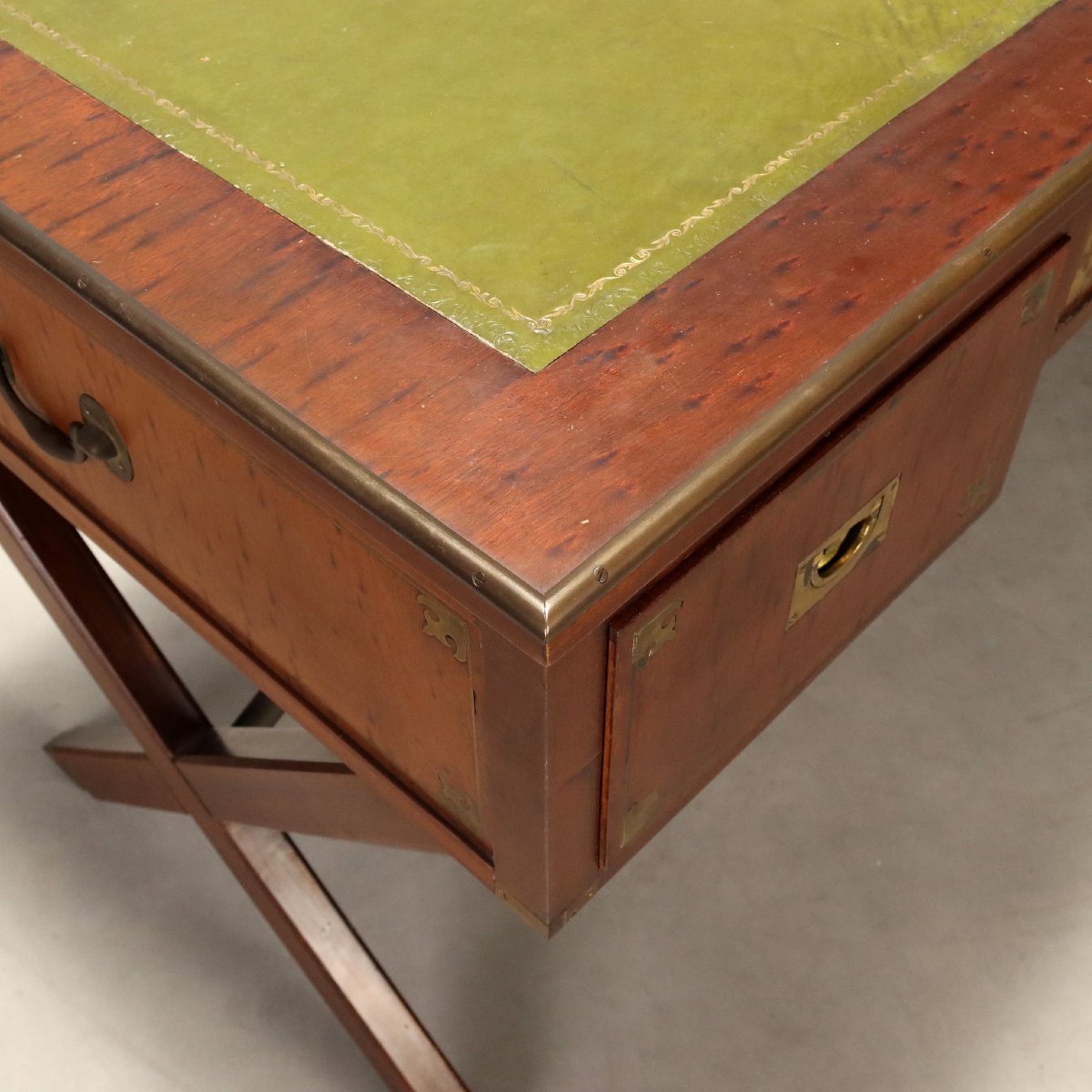 English Navy-style Mahogany Writing Desk, England, Mid-20th Century-photo-4