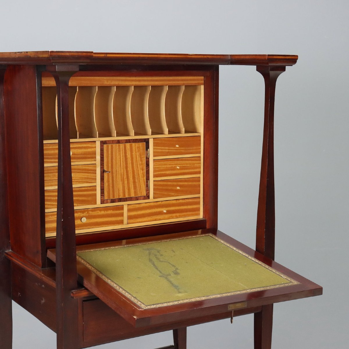 Arts And Crafts Writing Desk In Mahogany And Maple, England, Late 19th Century-photo-4