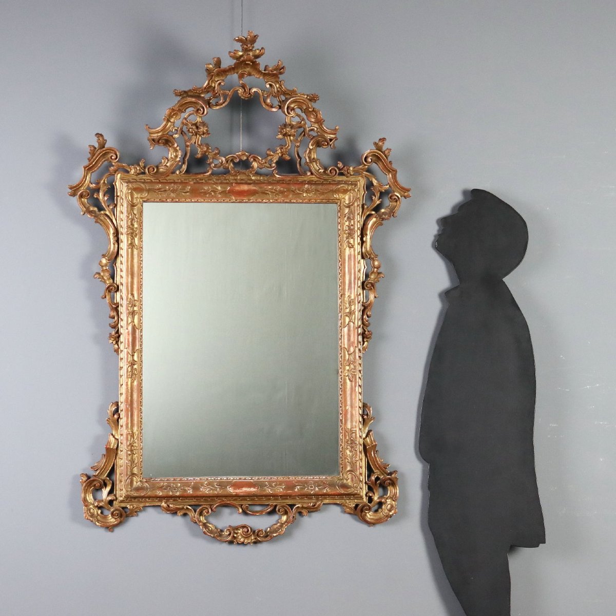 Miroir en Bois Sculpté et Doré Italie, début du XXe siècle-photo-2