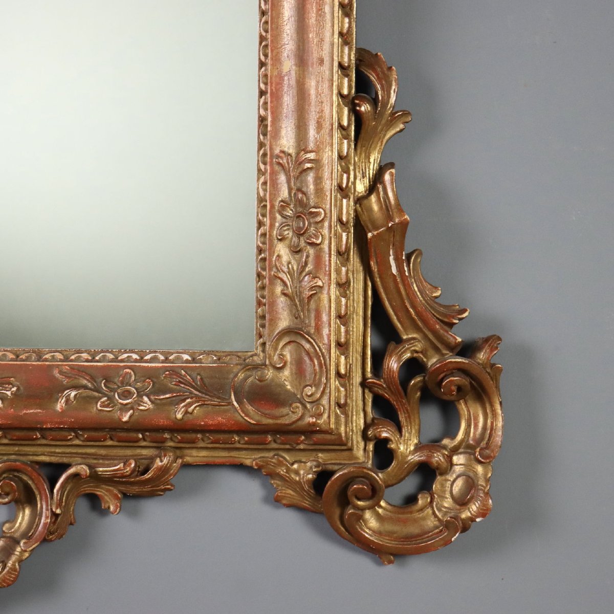 Miroir en Bois Sculpté et Doré Italie, début du XXe siècle-photo-2