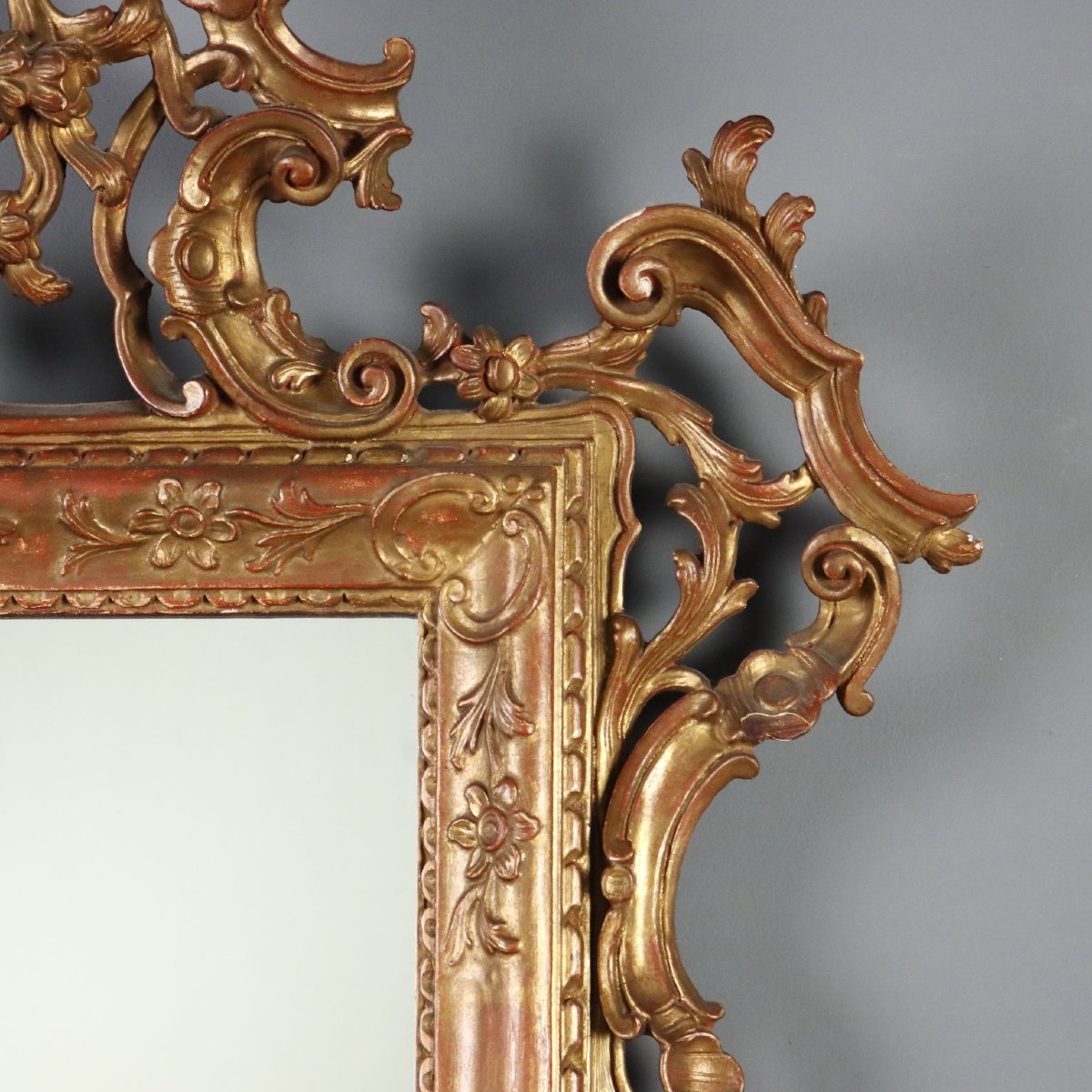Miroir en Bois Sculpté et Doré Italie, début du XXe siècle-photo-4