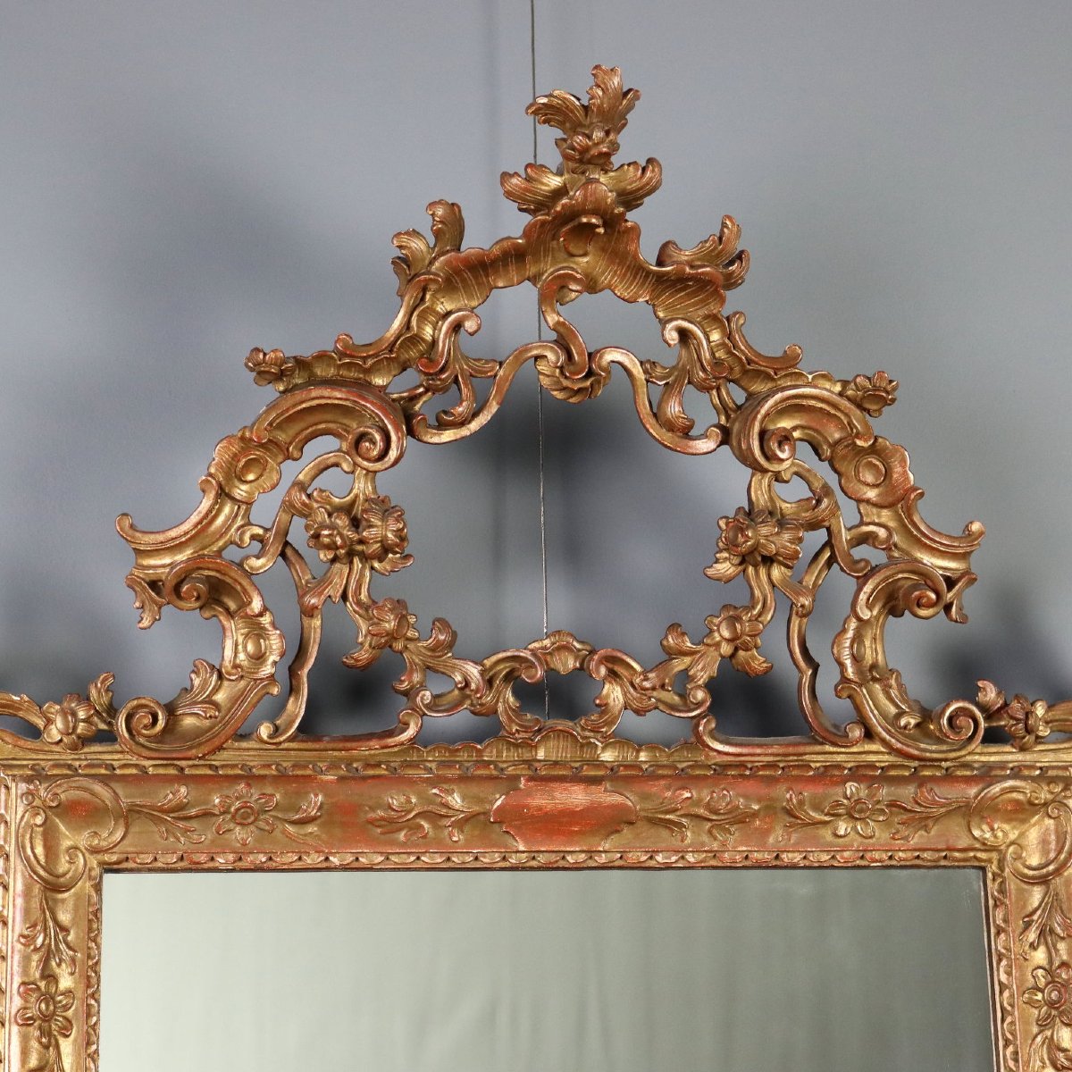 Miroir en Bois Sculpté et Doré Italie, début du XXe siècle-photo-6