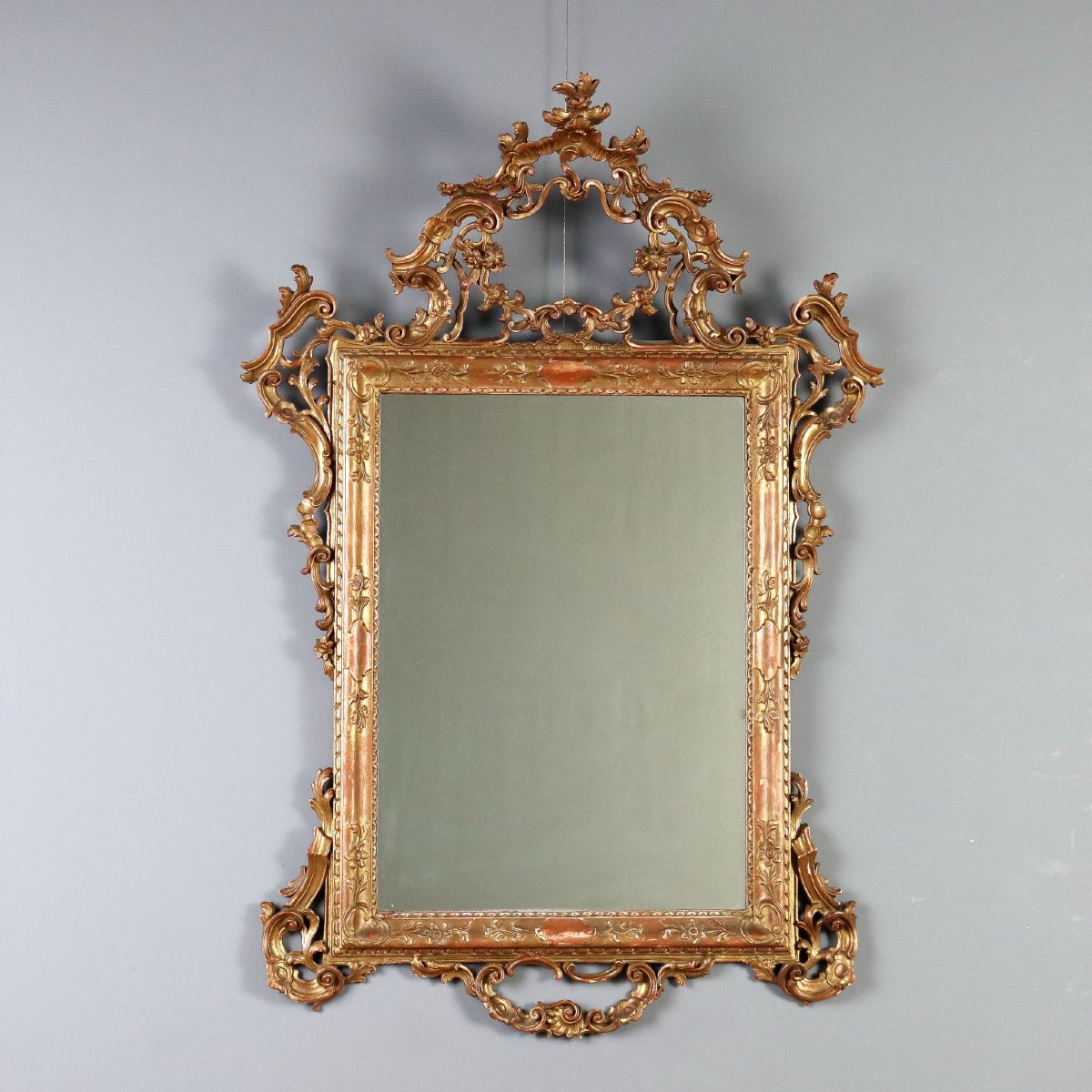 Miroir en Bois Sculpté et Doré Italie, début du XXe siècle
