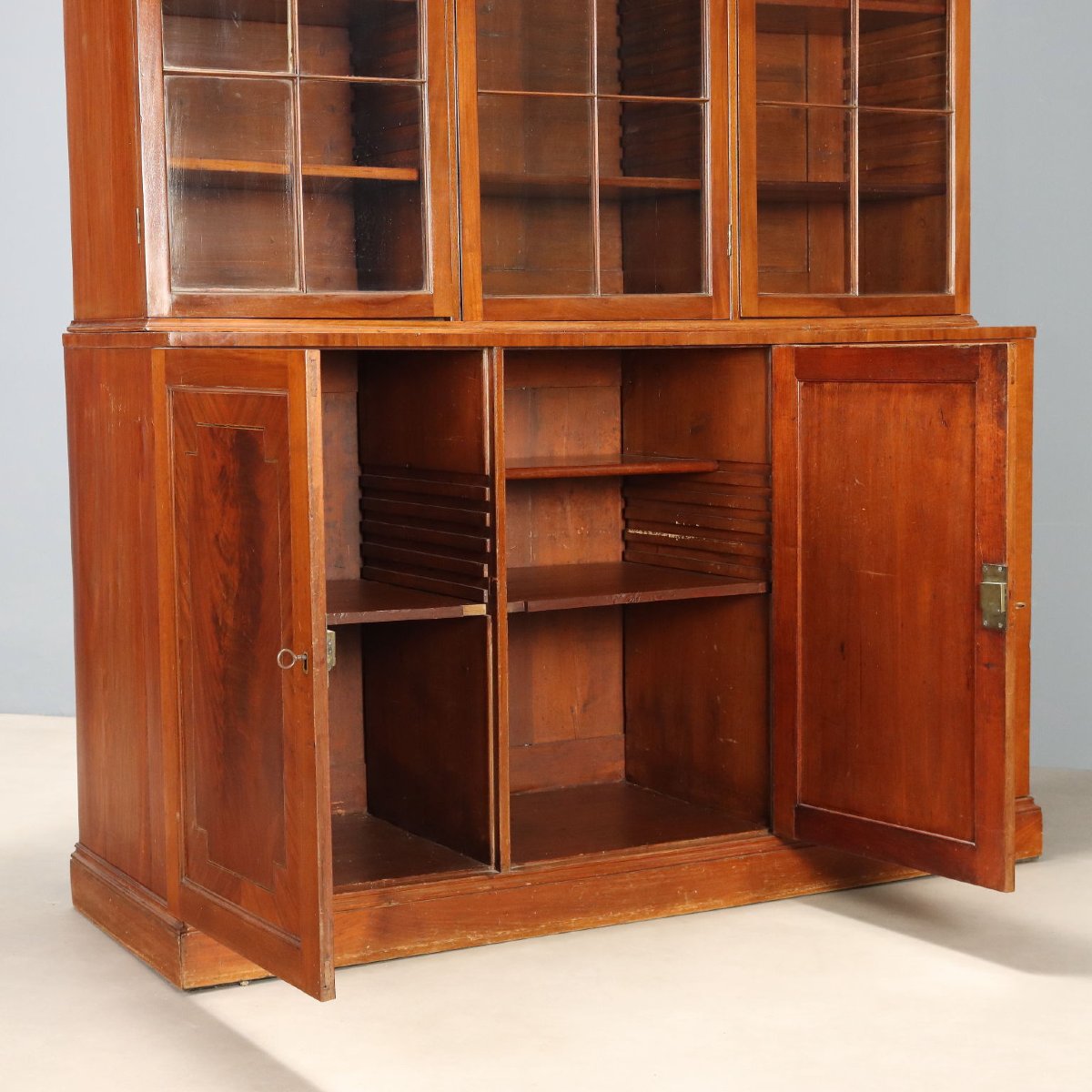 Bibliothèque Ancienne Acajou Verres Angleterre du XXe Siècle-photo-3