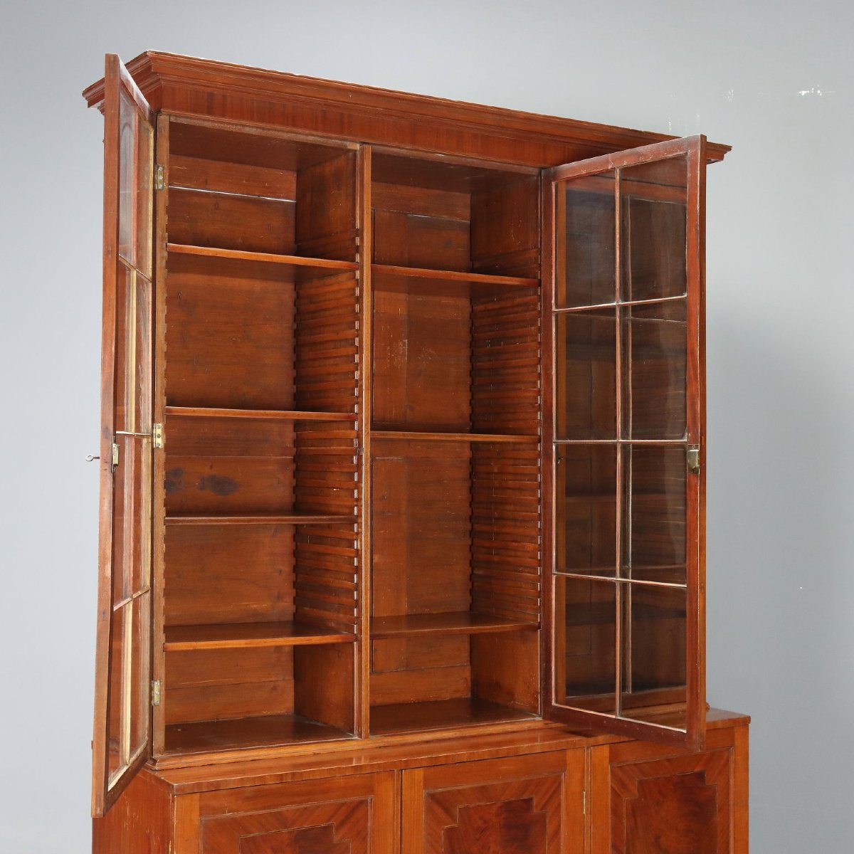 Bibliothèque Ancienne Acajou Verres Angleterre du XXe Siècle-photo-5