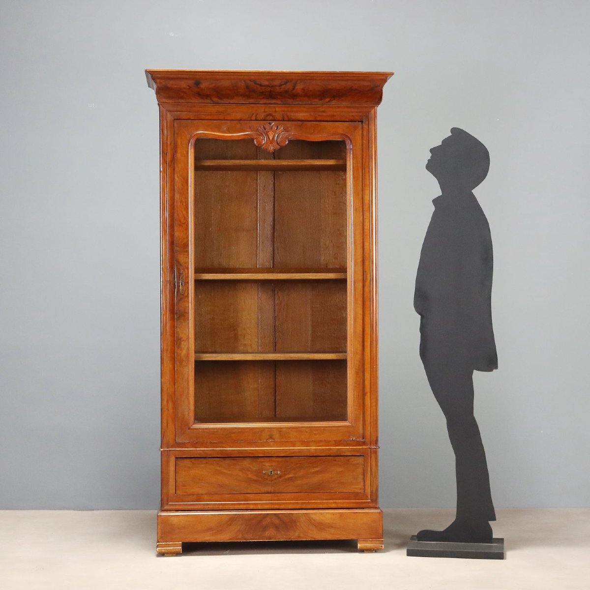 Armoire Louis Philippe Ancienne Noyer Verre France XIXe Siècle-photo-2
