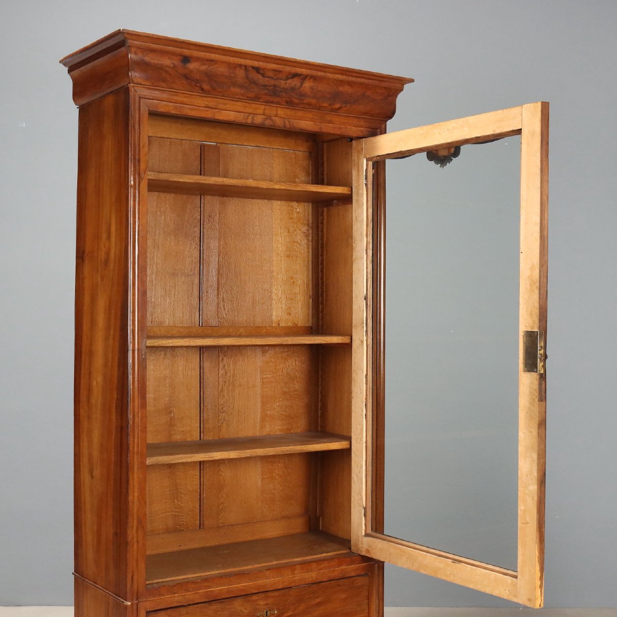 Armoire Louis Philippe Ancienne Noyer Verre France XIXe Siècle-photo-2