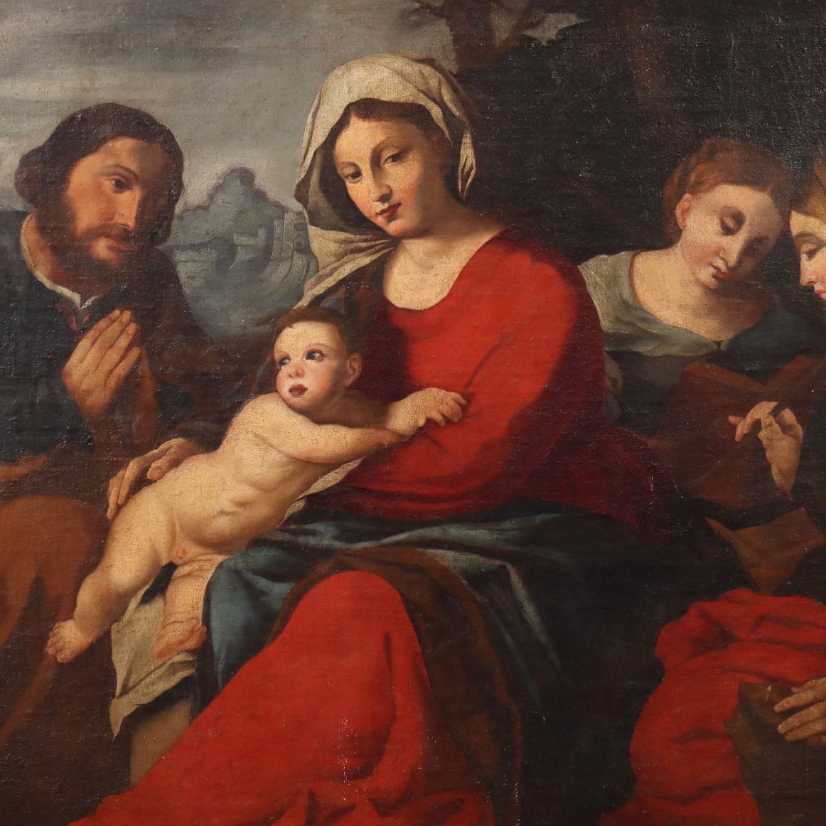 Tableau Ancien Copie Par Jacopo Palma il Vecchio Huile sur Toile '900-photo-3