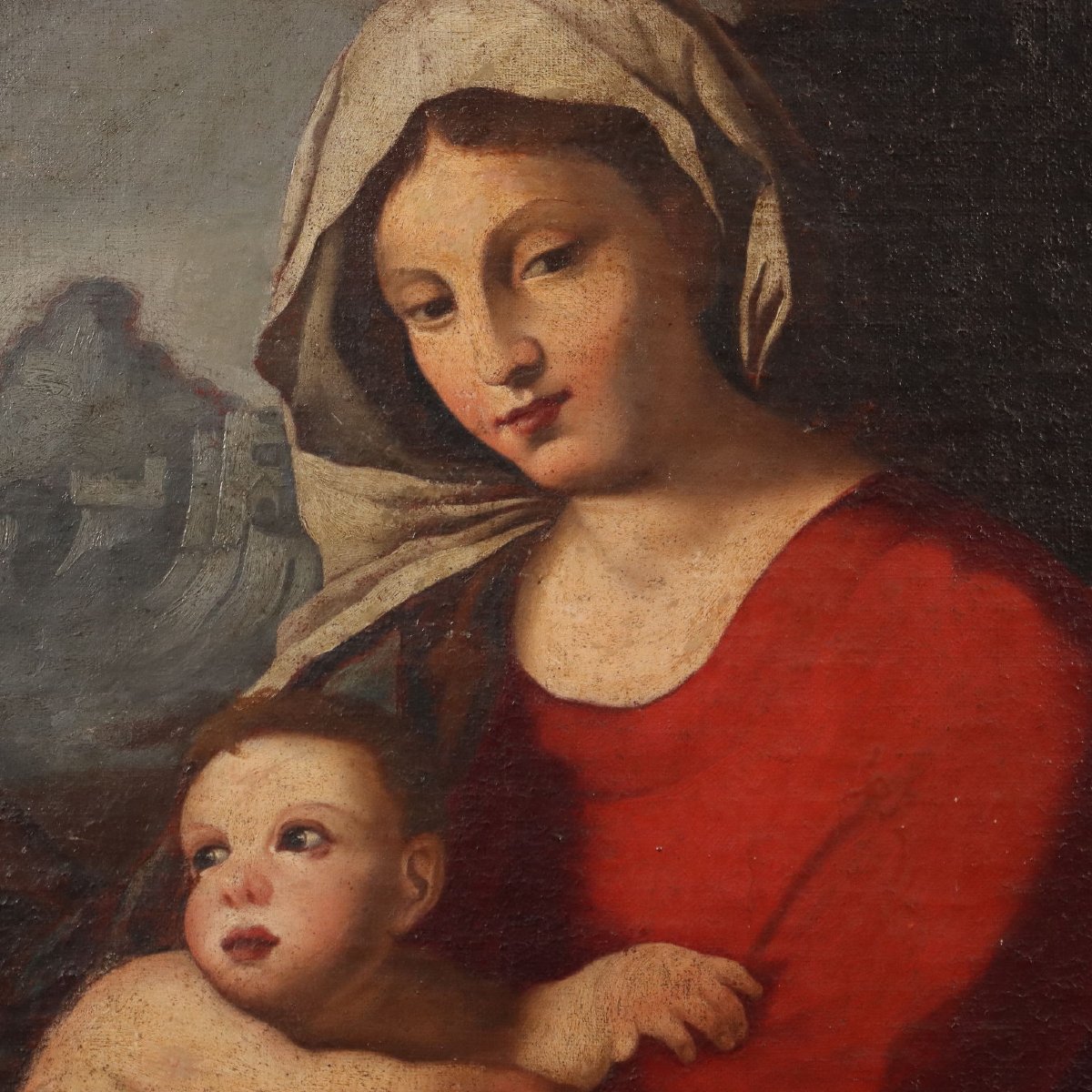 Tableau Ancien Copie Par Jacopo Palma il Vecchio Huile sur Toile '900-photo-4