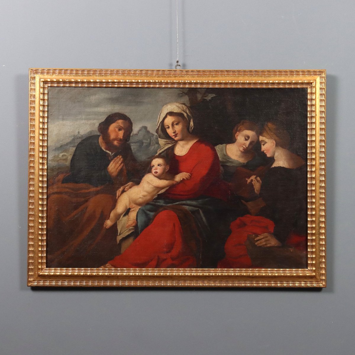 Tableau Ancien Copie Par Jacopo Palma il Vecchio Huile sur Toile '900