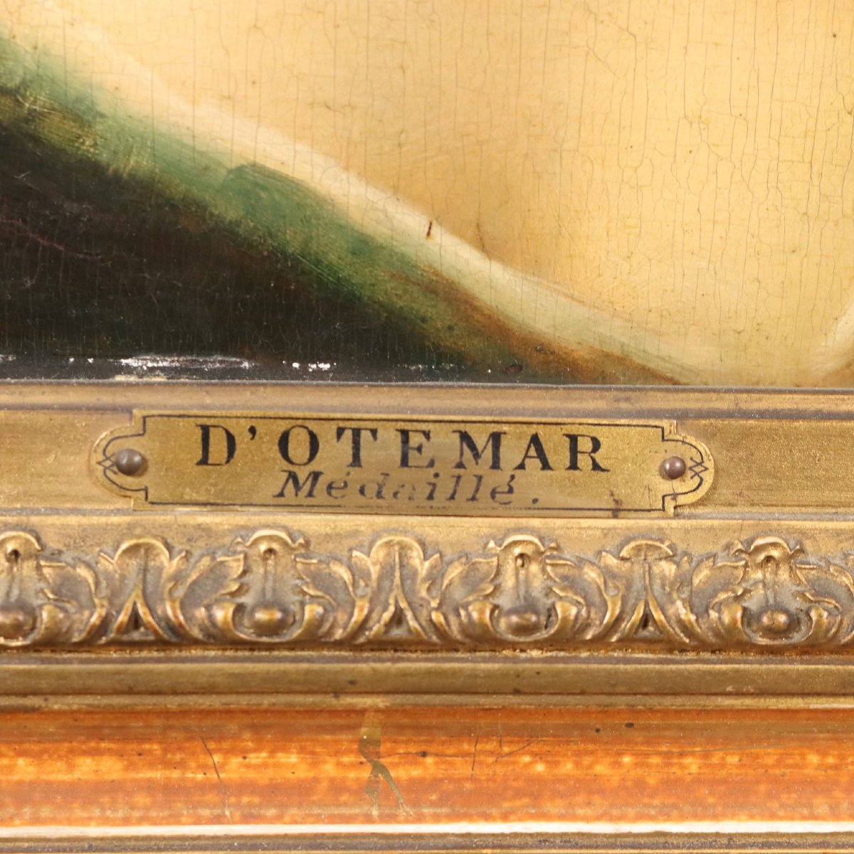 Tableau Ancien Signé Édouard D'Otemar Portrait XIXe Siècle Original-photo-4