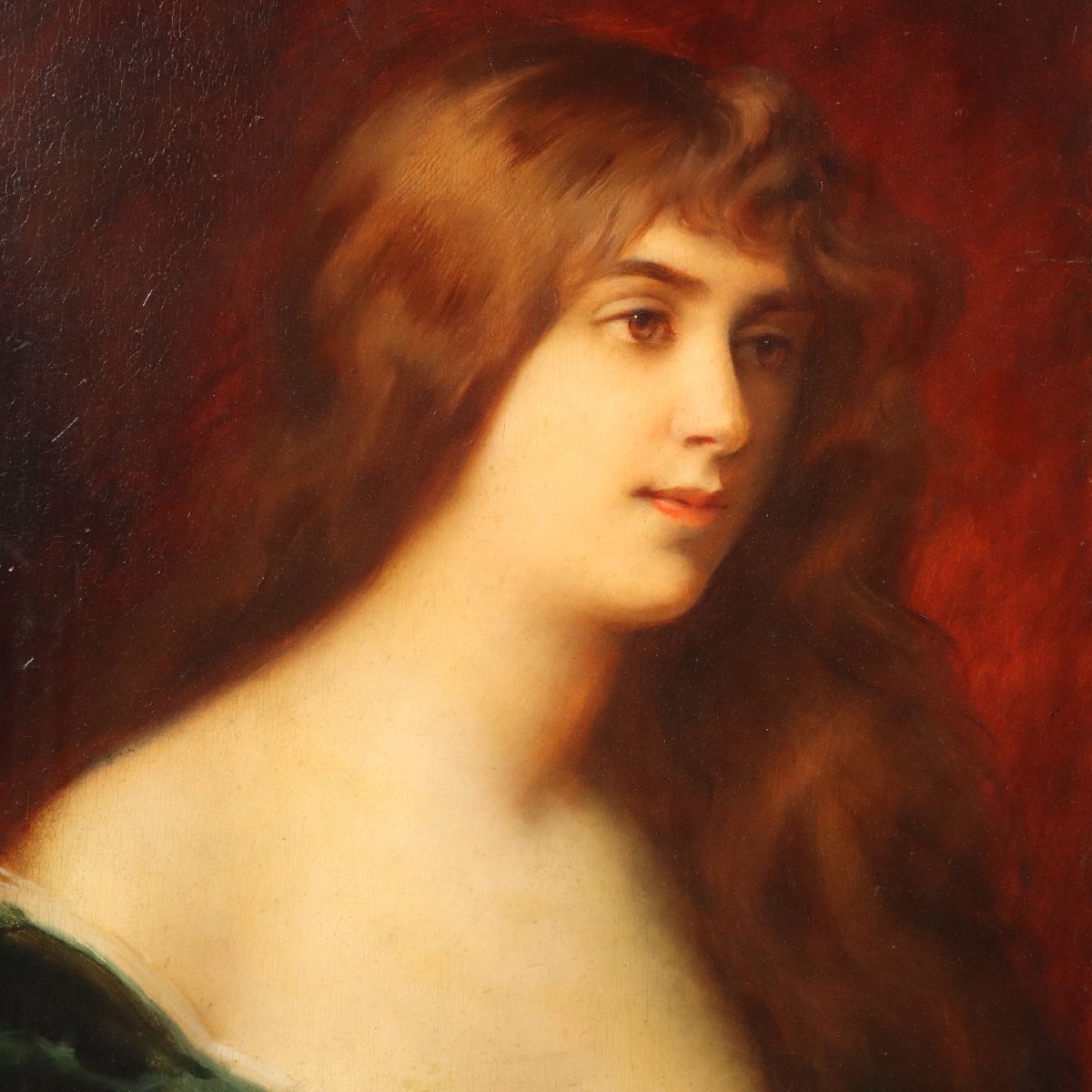 Tableau Ancien Signé Édouard D'Otemar Portrait XIXe Siècle Original-photo-1