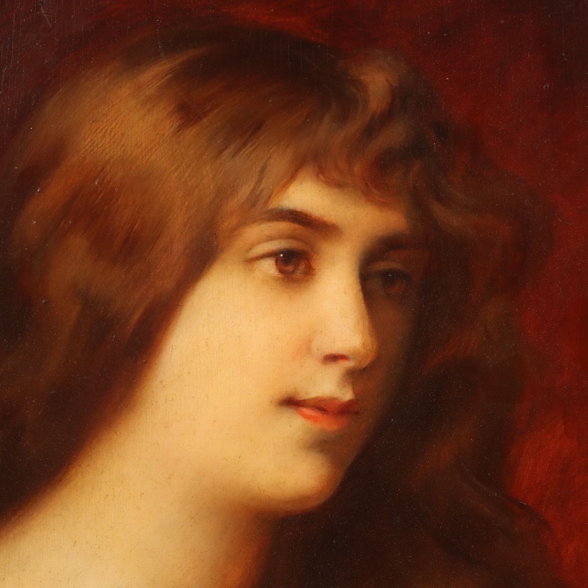 Tableau Ancien Signé Édouard D'Otemar Portrait XIXe Siècle Original-photo-2