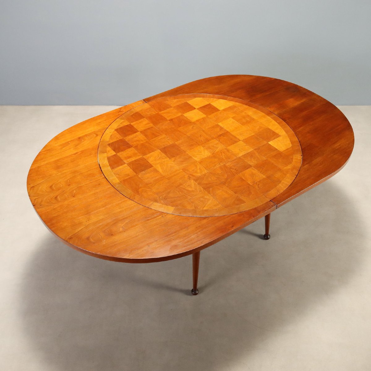 Vintage Table Beech Veneer Checkered Effect Design Italy 1950s Original-photo-1