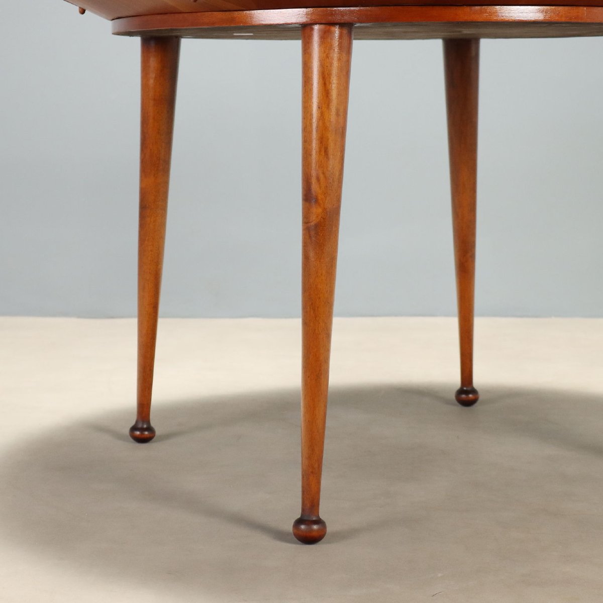 Vintage Table Beech Veneer Checkered Effect Design Italy 1950s Original-photo-5