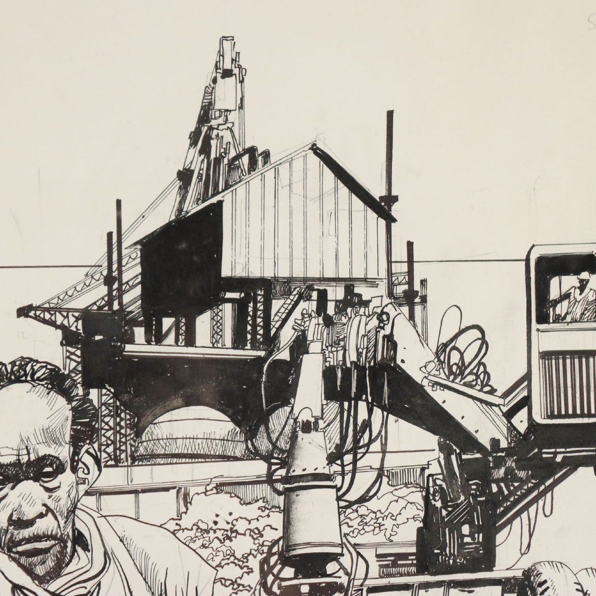 Dessin Contemporain Signé Sergio Toppi Technique Mixte XXe Siècle Original-photo-4
