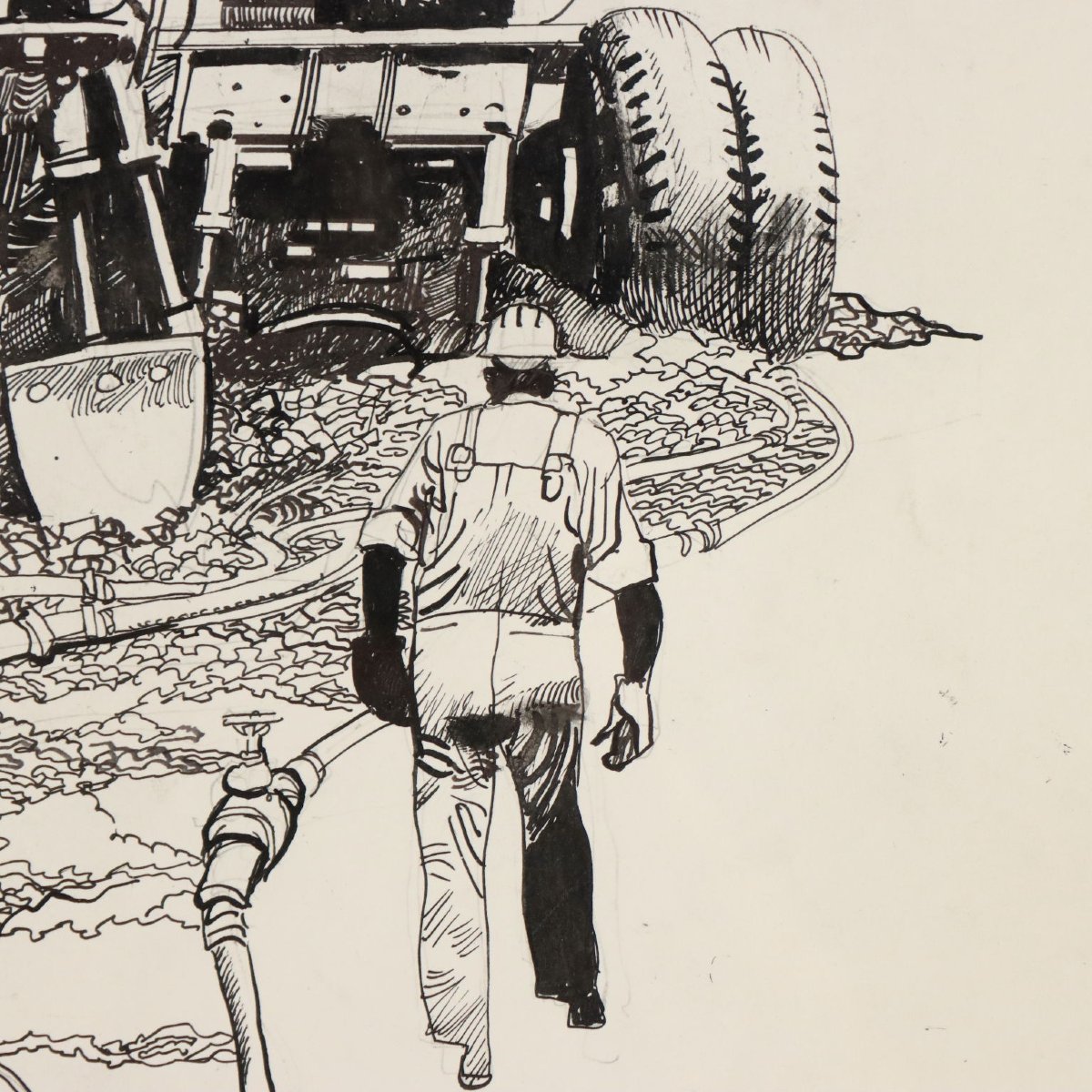 Dessin Contemporain Signé Sergio Toppi Technique Mixte XXe Siècle Original-photo-1