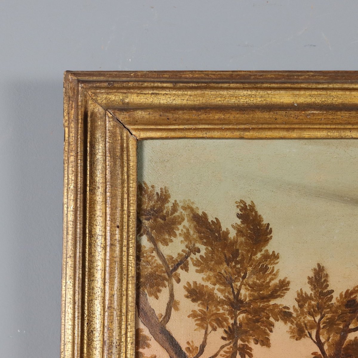 Tableau Ancien Paysage avec Village Huile sur Toile XVIIIe Siècle Original-photo-4