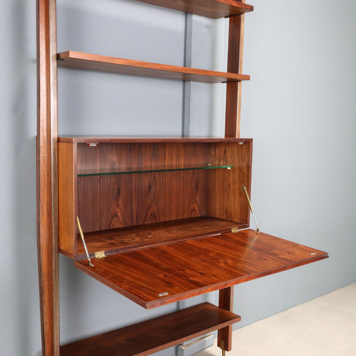 Bibliothèque Vintage Bois Plaqué Design Italie Années 1950-1960 Originale-photo-3