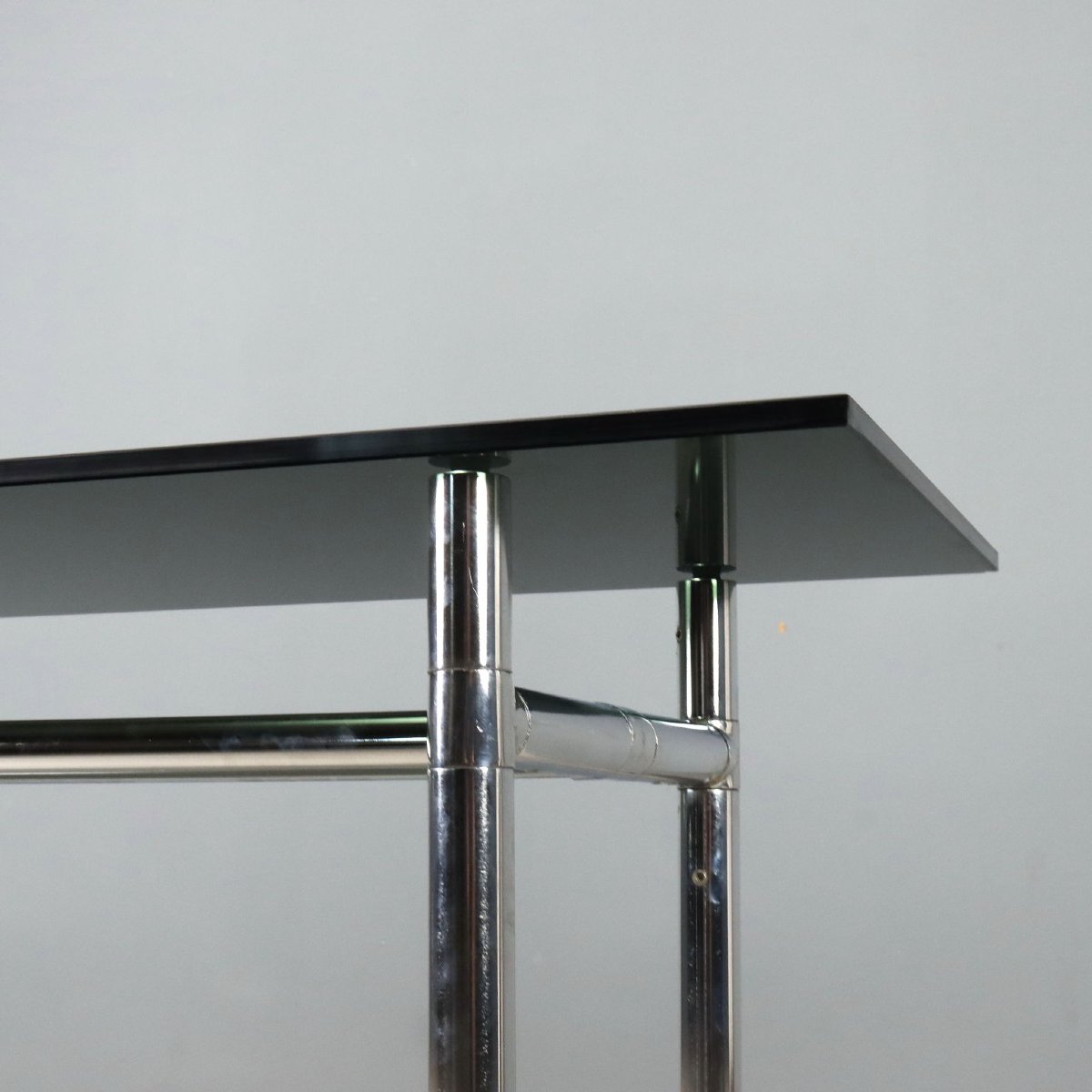 Console Vintage Verre Métal Design Italie Années 1980 Original-photo-1