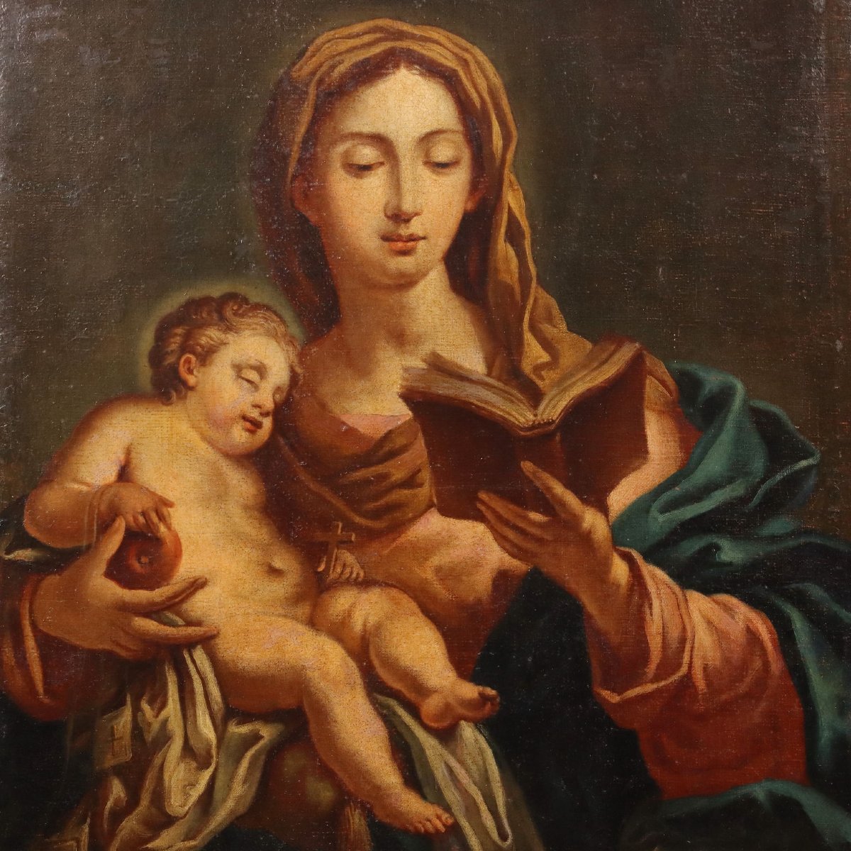 Antique Painting Copy From Francesco Trevisani Virgin Mary '700 Framed-photo-4