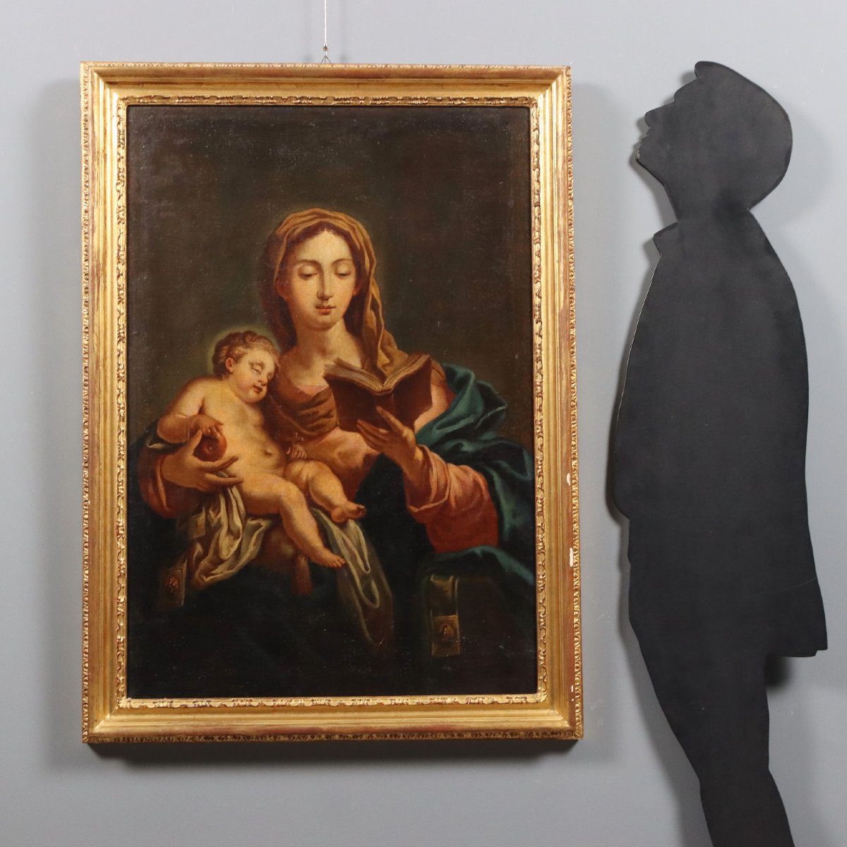 Antique Painting Portrait Of A Noblewoman With A Dog 18th Century Original-photo-2