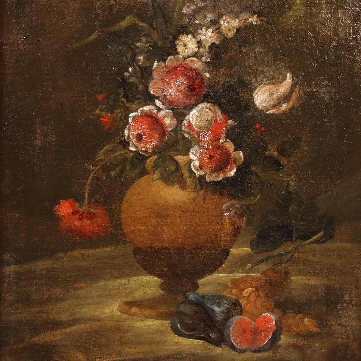 Tableau Ancien Nature Morte aux Fleurs Huile sur Toile XVIIIe Siècle-photo-3