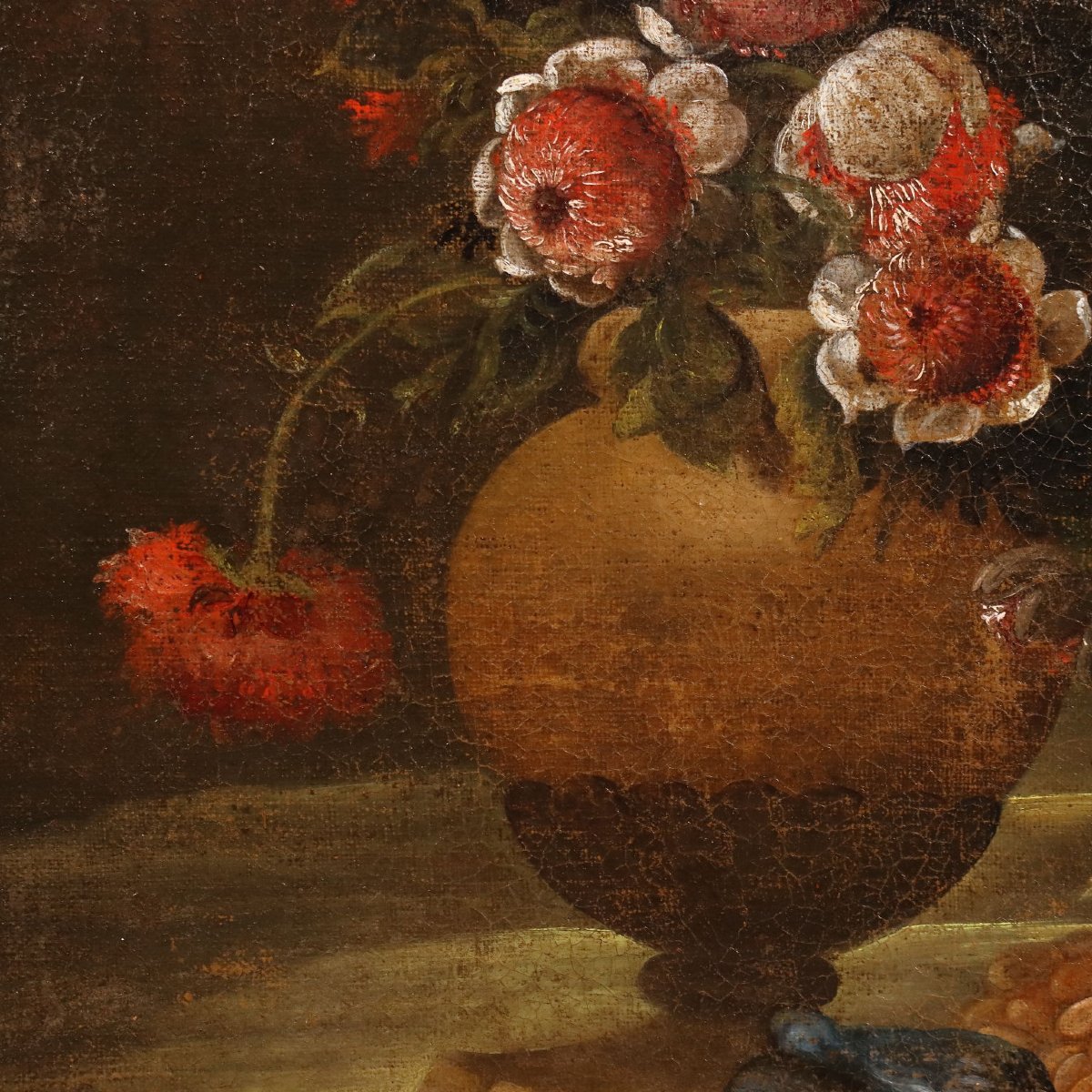 Tableau Ancien Nature Morte aux Fleurs Huile sur Toile XVIIIe Siècle-photo-1