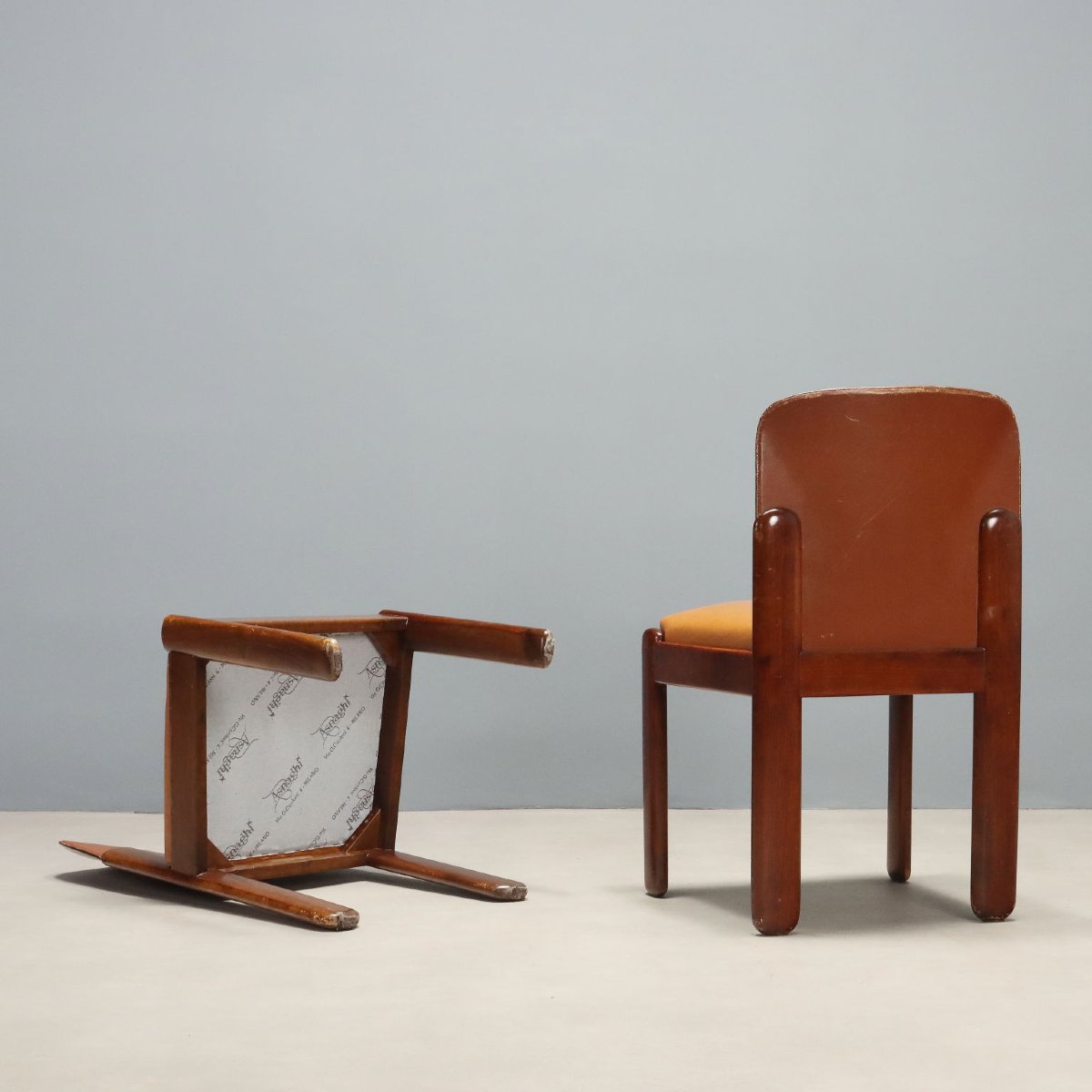 Vintage Bernini Chairs Design Silvio Coppola Beech Leather 1960s-photo-3