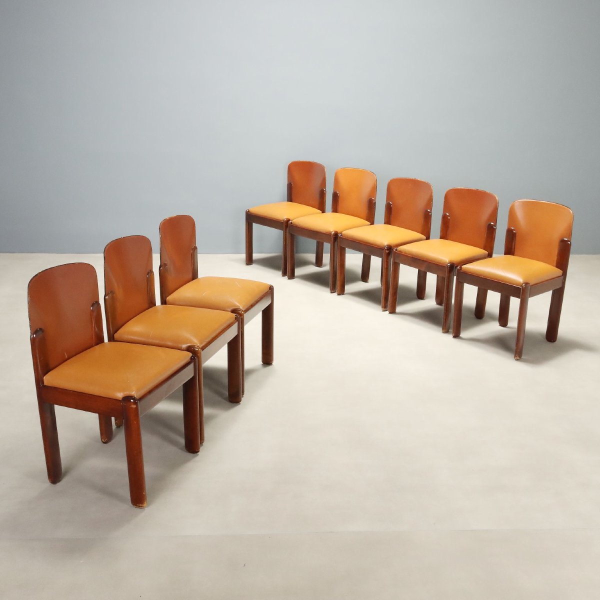Vintage Bernini Chairs Design Silvio Coppola Beech Leather 1960s