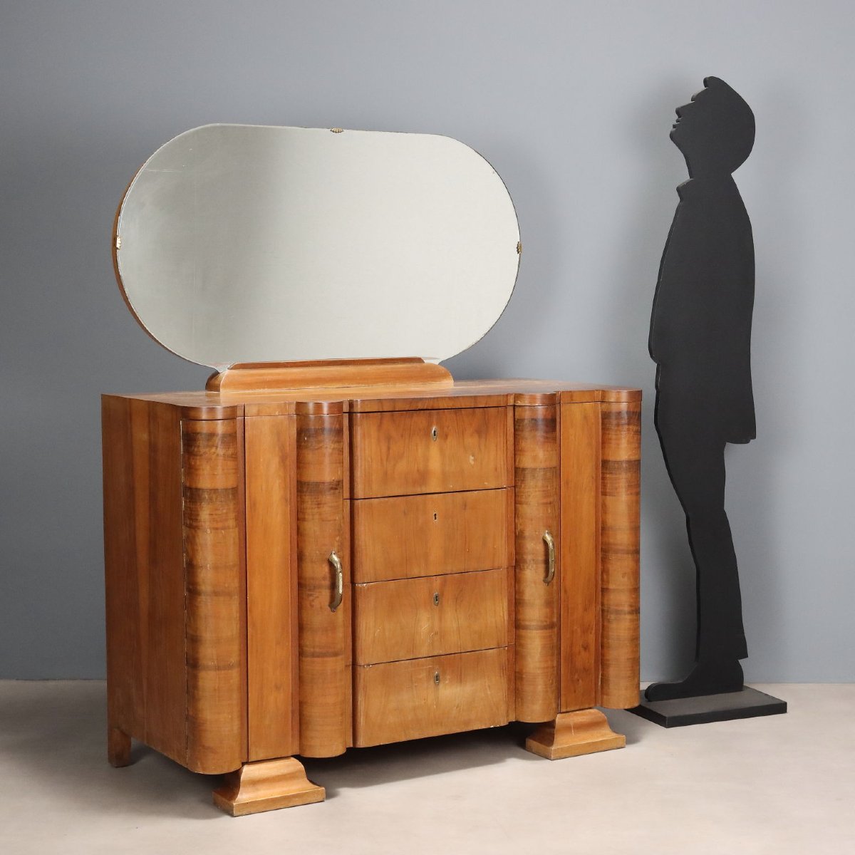 Commode Art Déco Vintage Plaquée en Noyer Années 20-30 Originale-photo-2