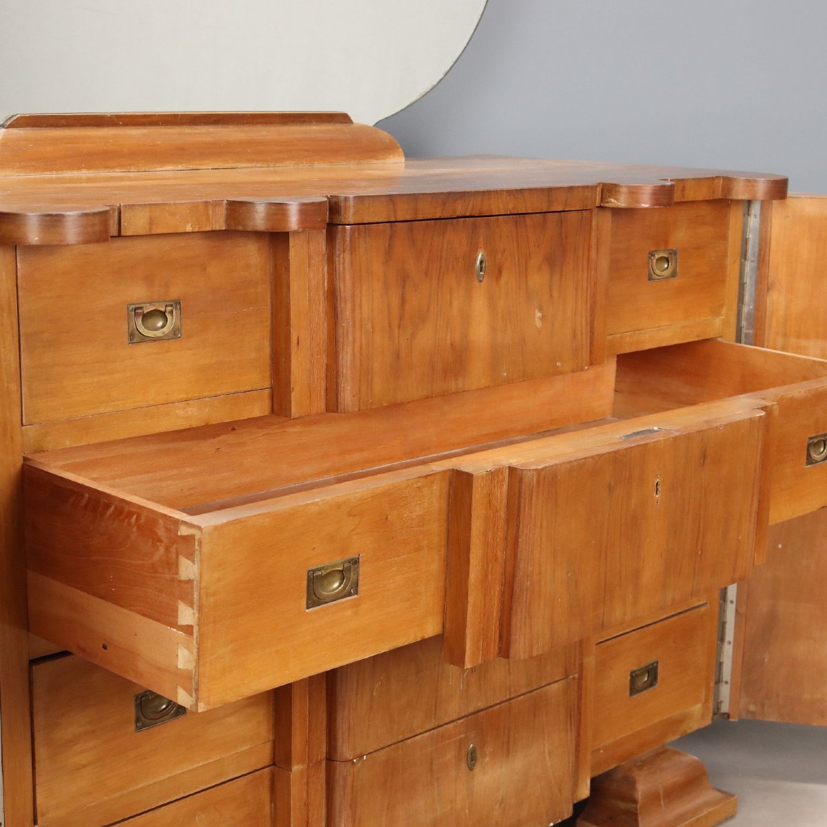 Commode Art Déco Vintage Plaquée en Noyer Années 20-30 Originale-photo-3