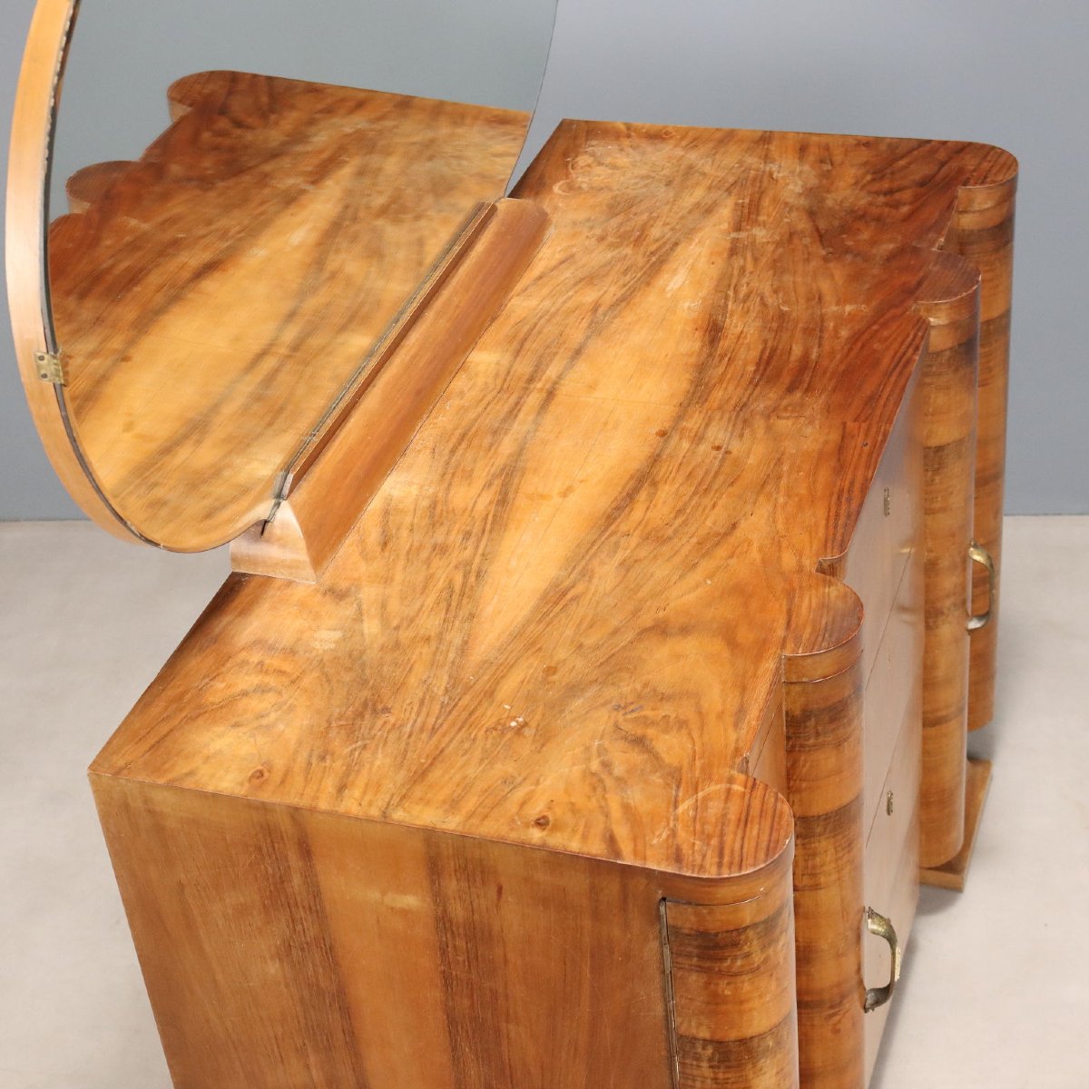 Commode Art Déco Vintage Plaquée en Noyer Années 20-30 Originale-photo-5
