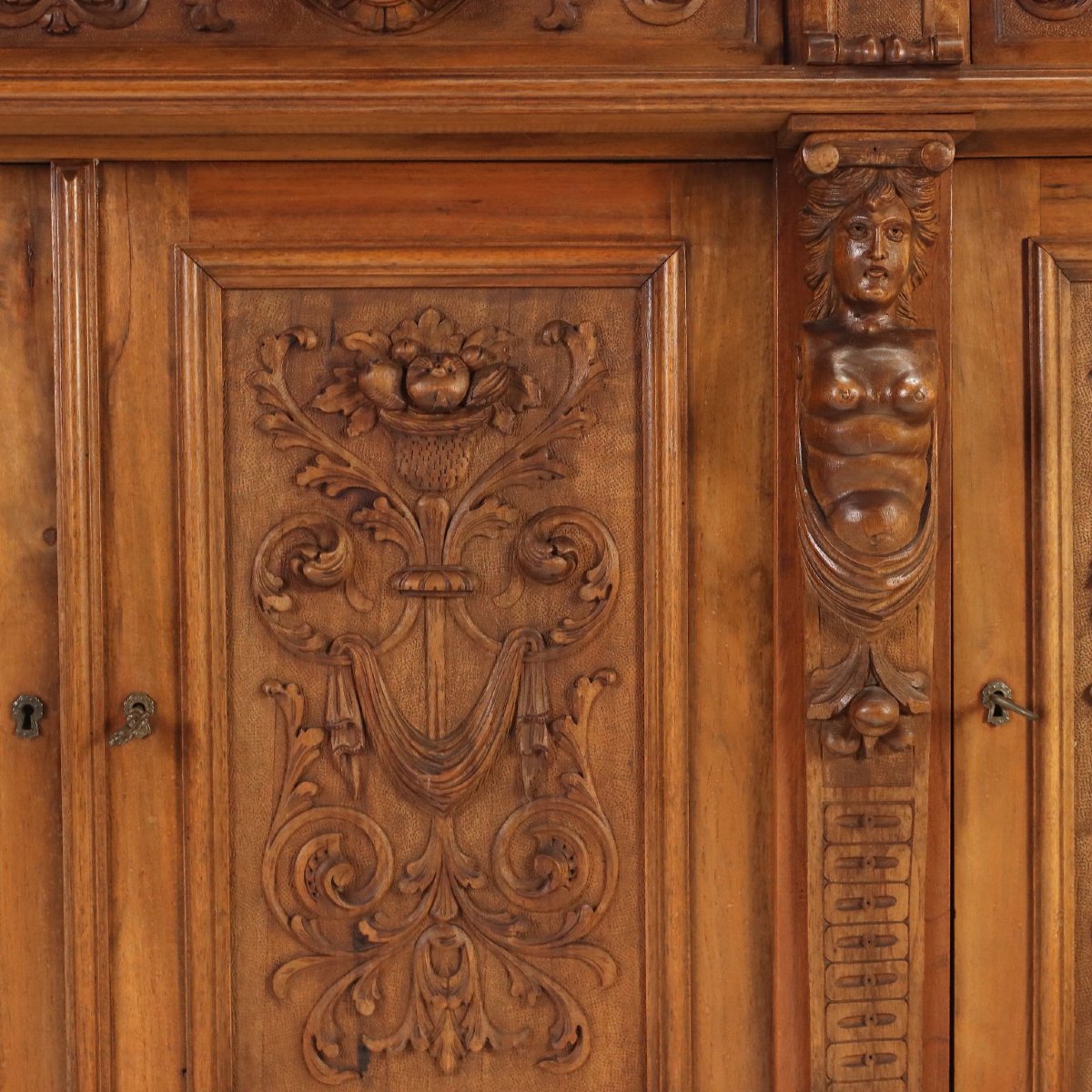 Neo-baroque Sideboard In Italian Walnut, Late 19th Century-photo-5