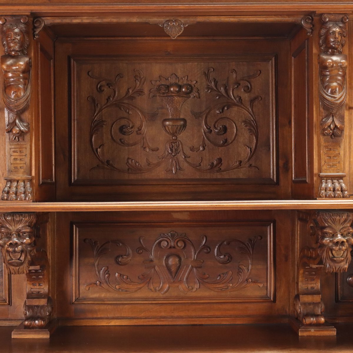 Neo-baroque Sideboard In Italian Walnut, Late 19th Century-photo-6