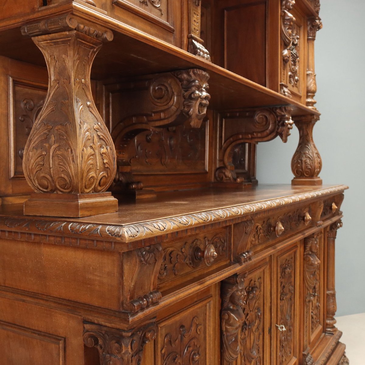 Neo-baroque Sideboard In Italian Walnut, Late 19th Century-photo-7