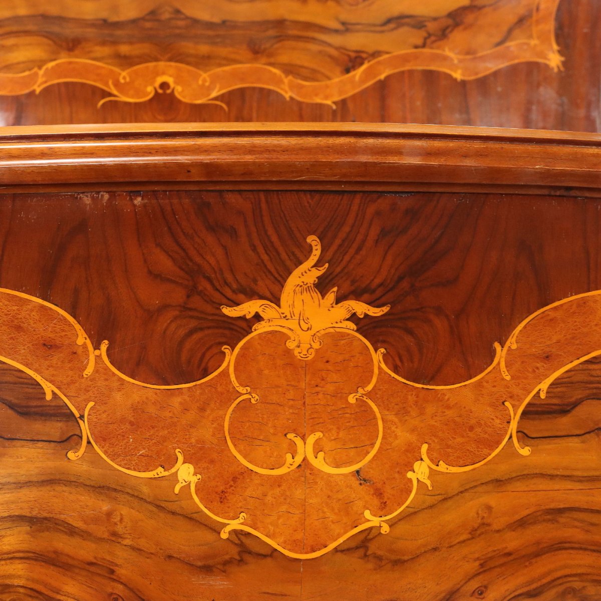 Barocchetto Double Bed In Walnut And Mahogany, Italy, Early 20th Century-photo-4