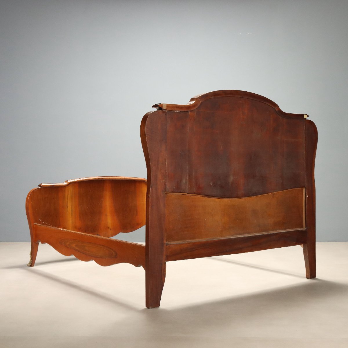 Barocchetto Double Bed In Walnut And Mahogany, Italy, Early 20th Century-photo-7