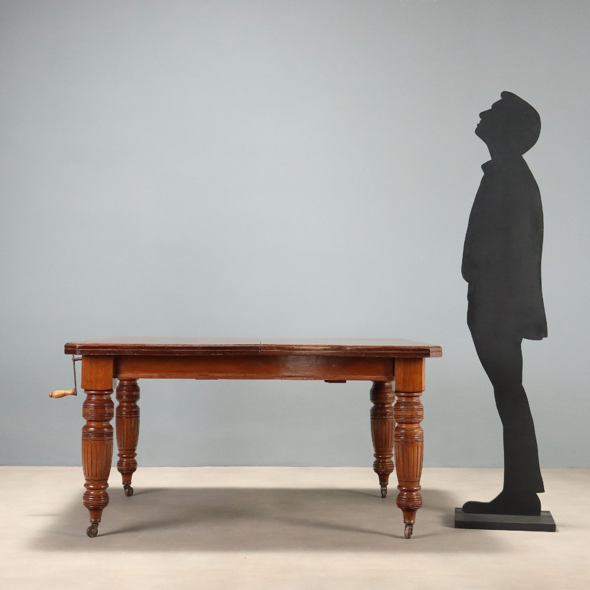 Extendable Mahogany Table With Crank Handle, England, Mid-20th Century-photo-2