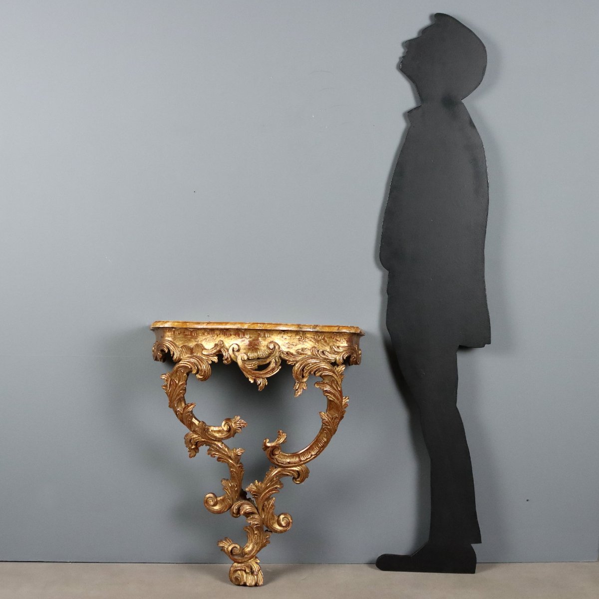 Early 20th-century Italian Rococo-style Teardrop Console Table-photo-2
