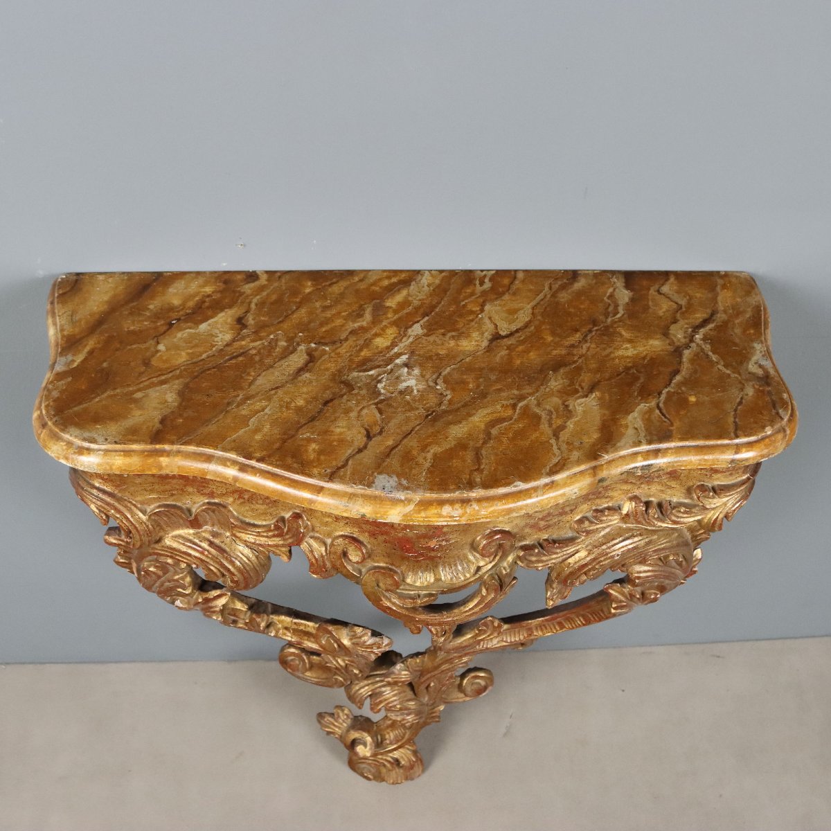 Early 20th-century Italian Rococo-style Teardrop Console Table-photo-3