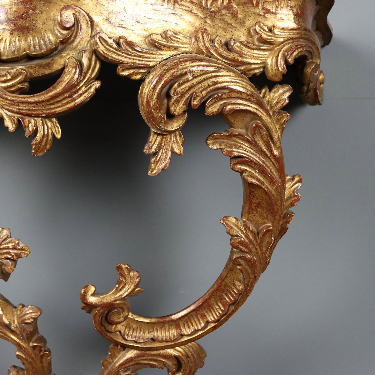 Early 20th-century Italian Rococo-style Teardrop Console Table-photo-5